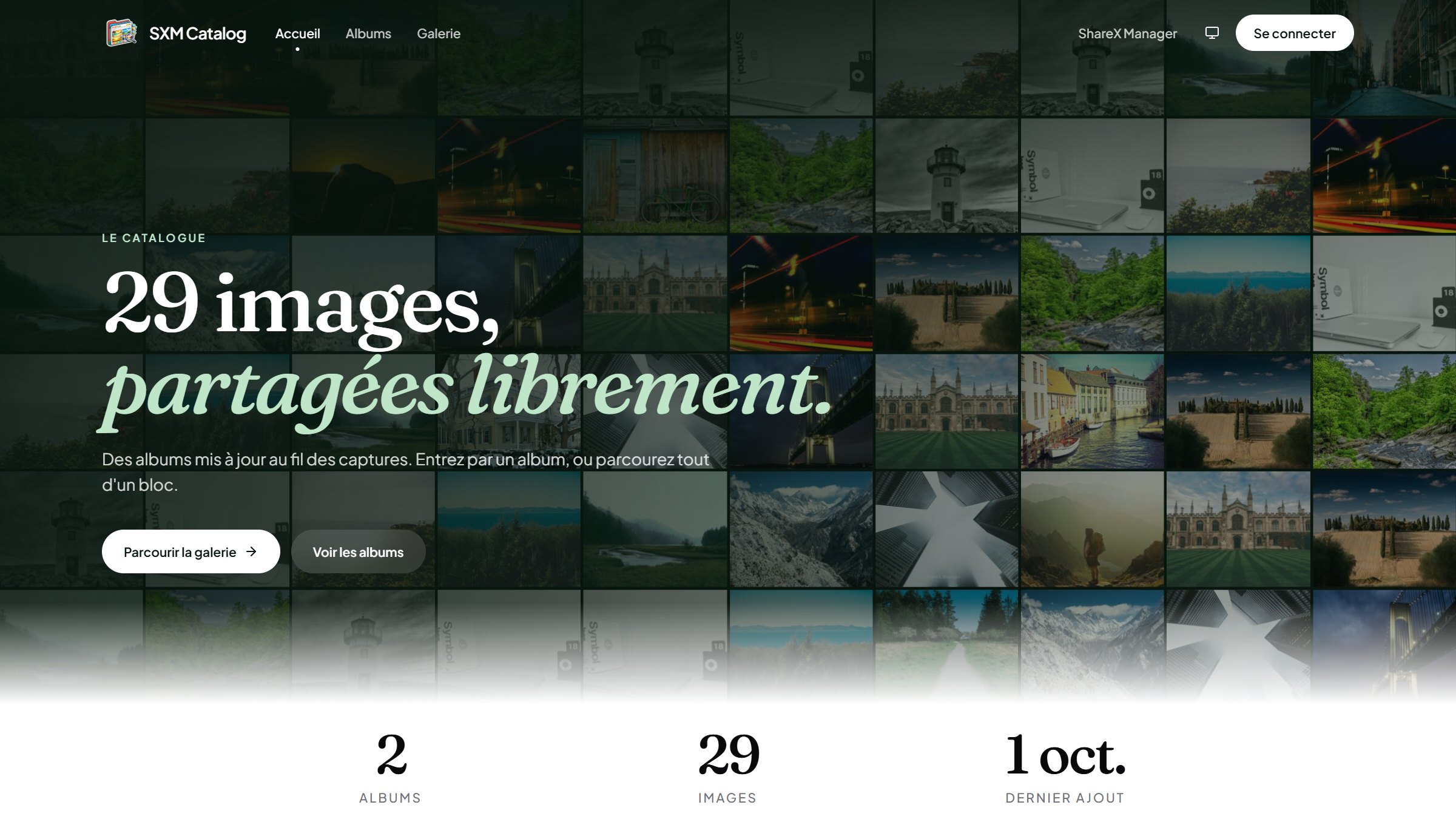 La page d'accueil du catalogue public